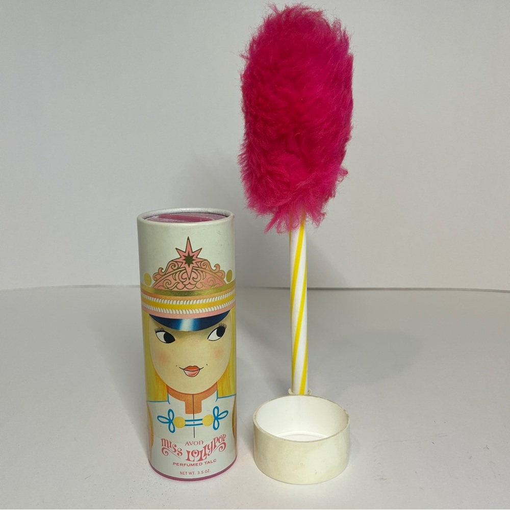 Vintage Avon Miss Lollypop Powderette Perfumed Talc Powder Puff Majorette Fun